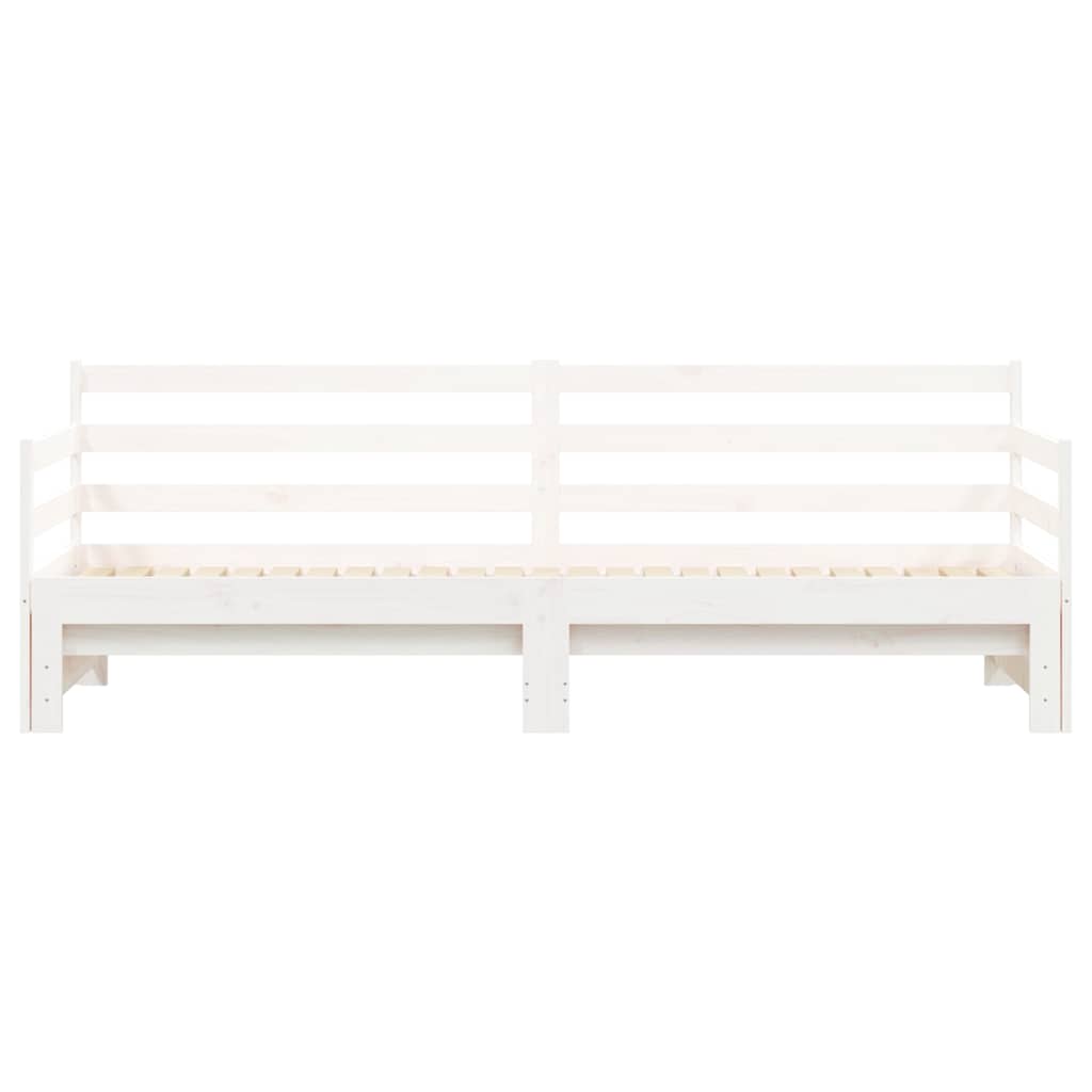 vidaXL Łóżko dzienne rozsuwane, białe, 90x200 cm, lite drewno sosnowe