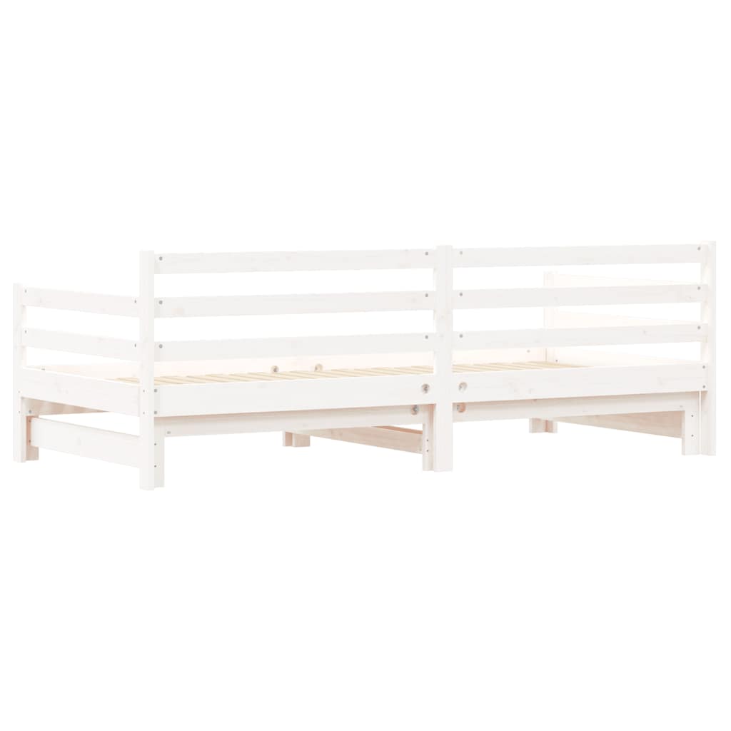 vidaXL Łóżko dzienne rozsuwane, białe, 90x200 cm, lite drewno sosnowe