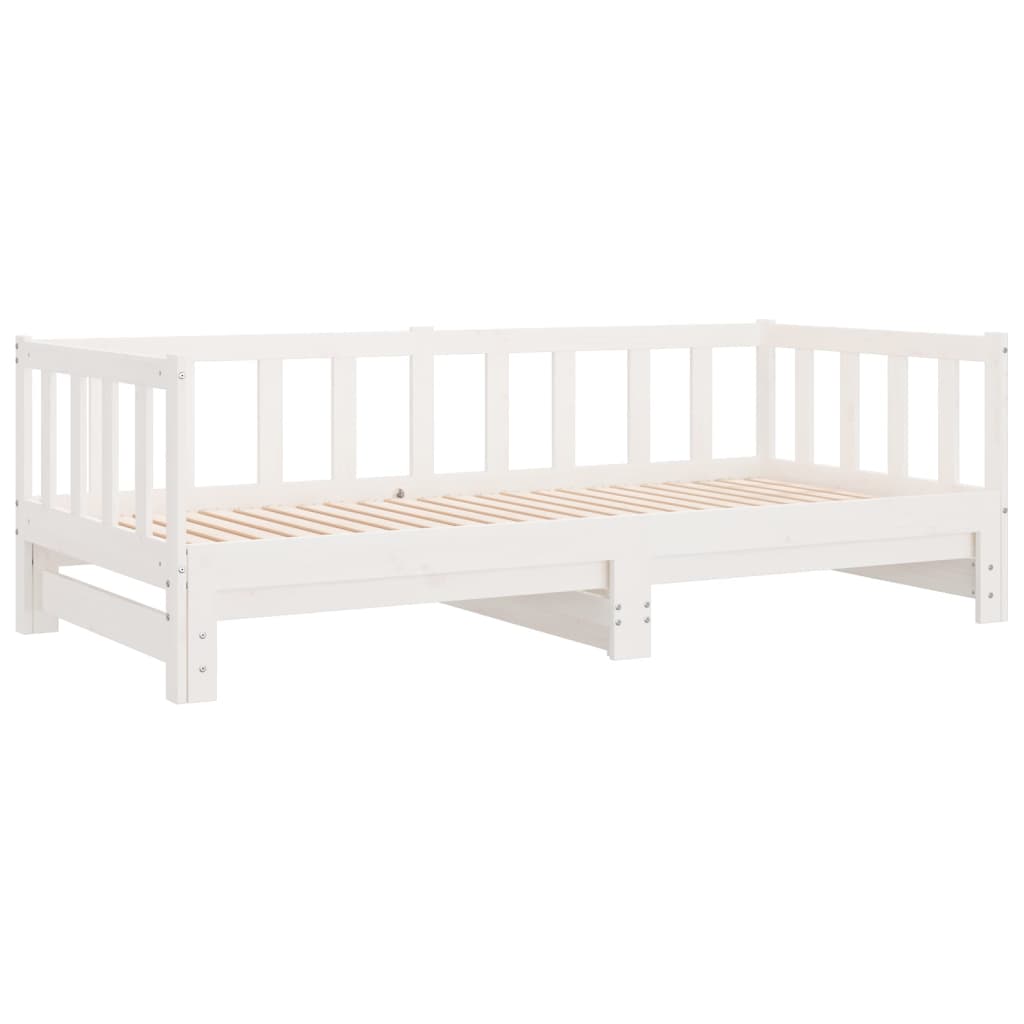 vidaXL Łóżko dzienne rozsuwane, białe, 80x200 cm, lite drewno sosnowe