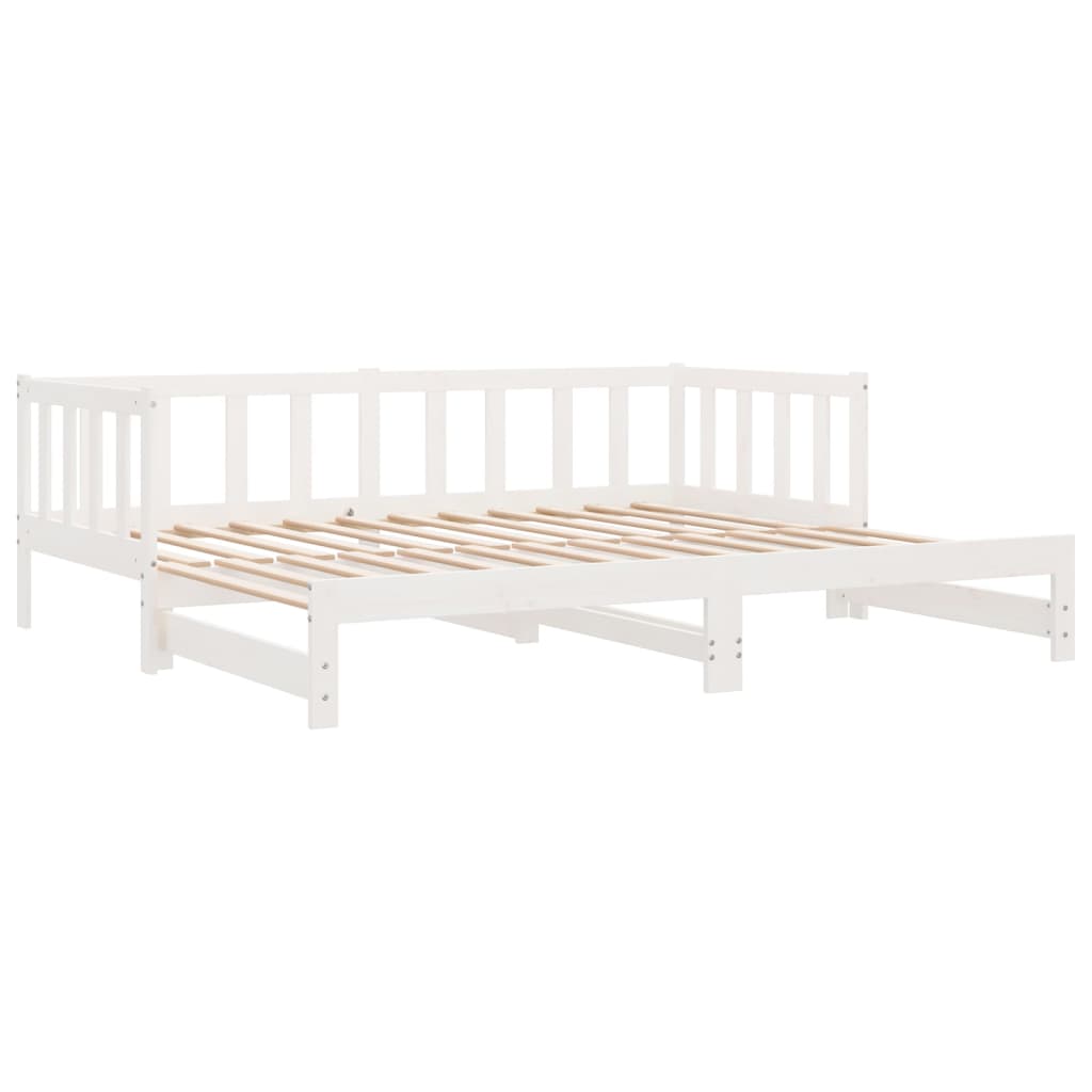 vidaXL Łóżko dzienne rozsuwane, białe, 80x200 cm, lite drewno sosnowe