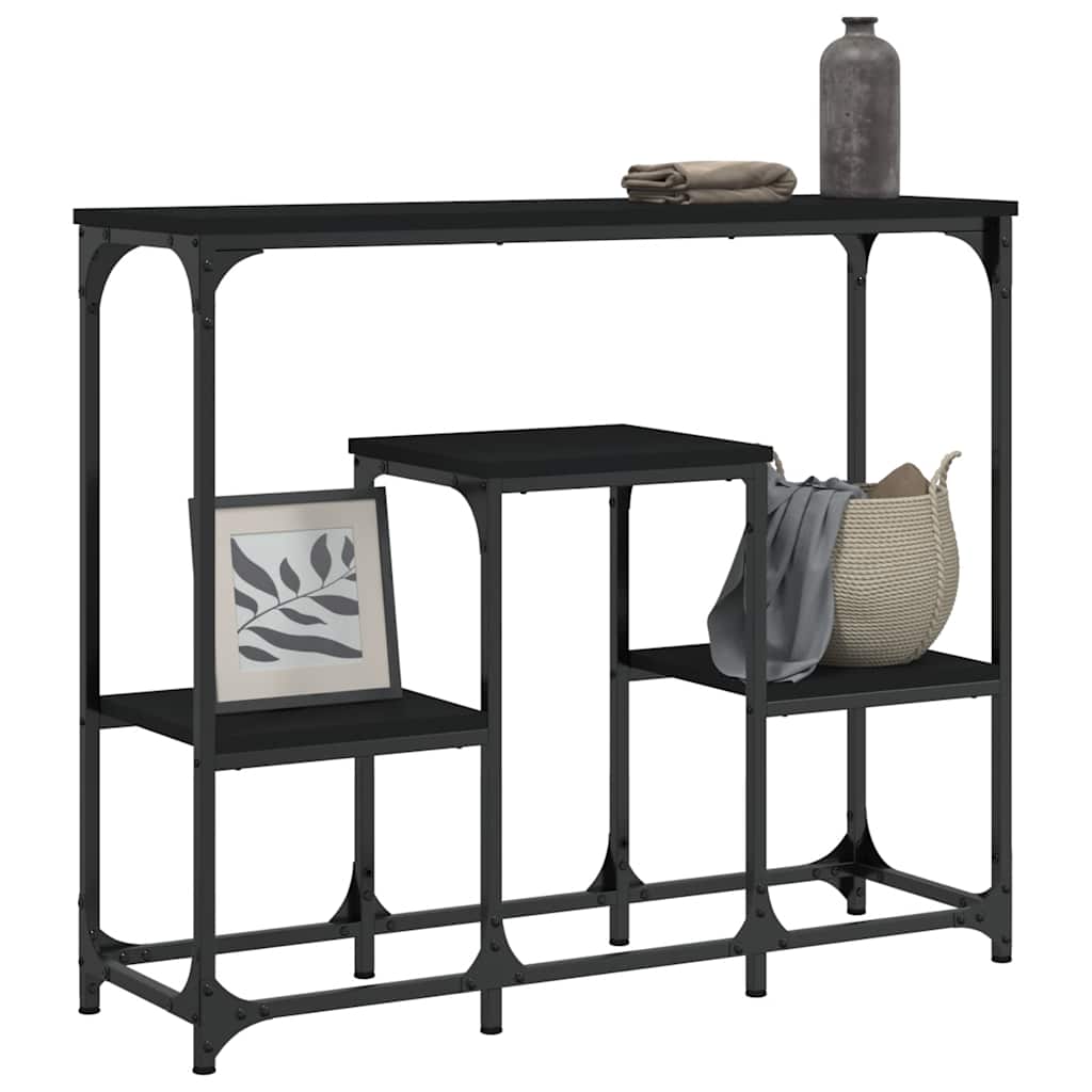 vidaXL Stolik konsolowy, czarny, 89,5x28x76cm, materiał drewnopochodny