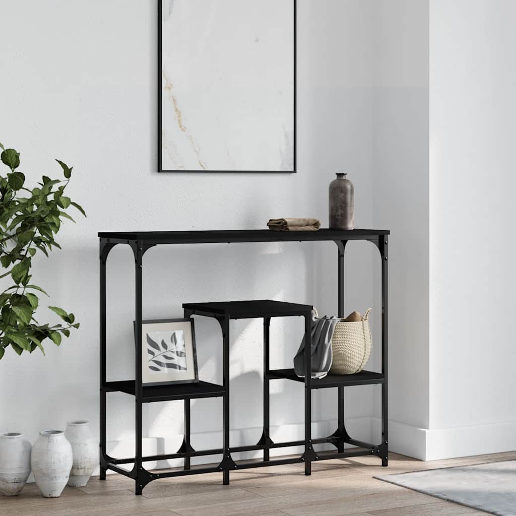 vidaXL Stolik konsolowy, czarny, 89,5x28x76cm, materiał drewnopochodny