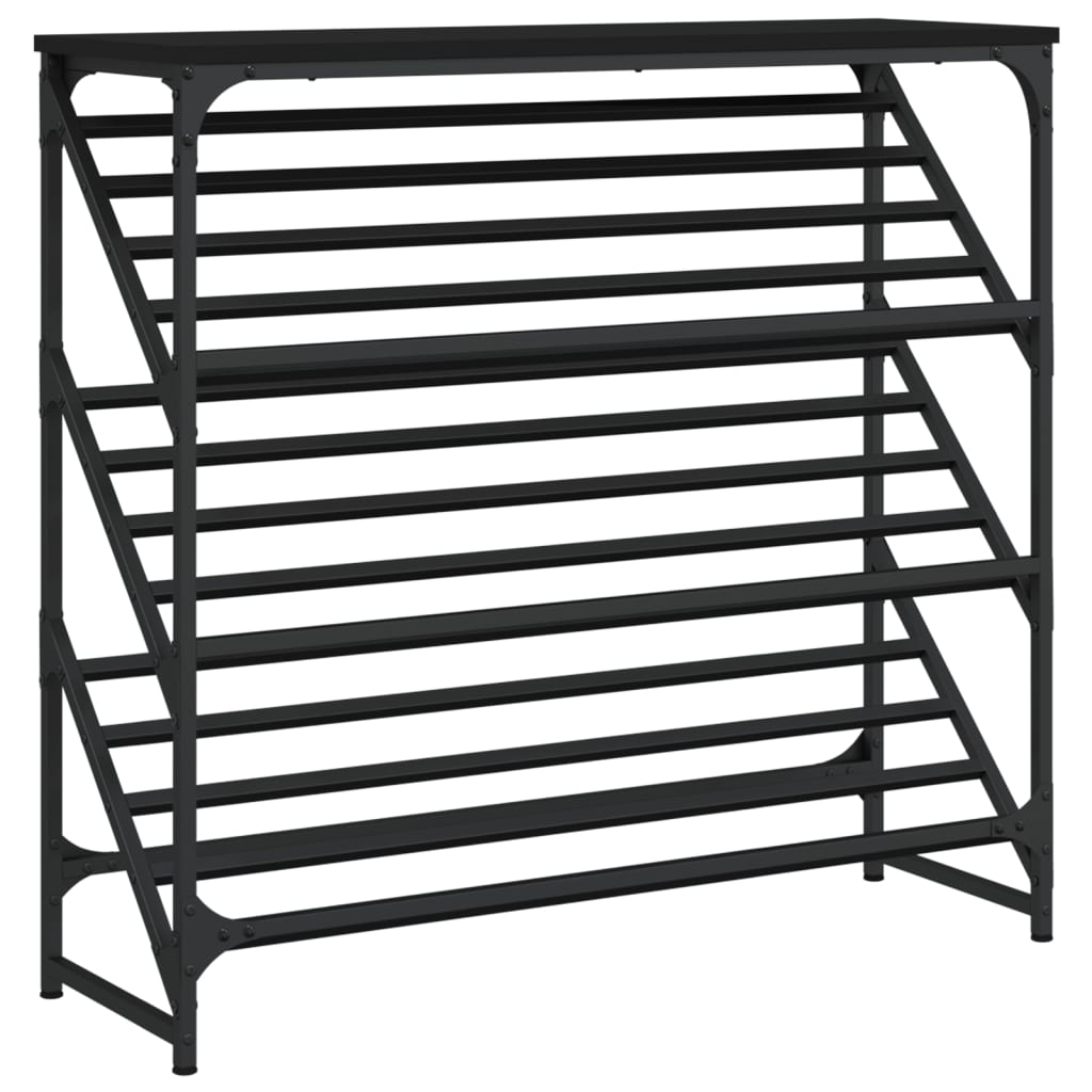 vidaXL Stojak na buty, czarny, 90x30x85 cm, materiał drewnopochodny