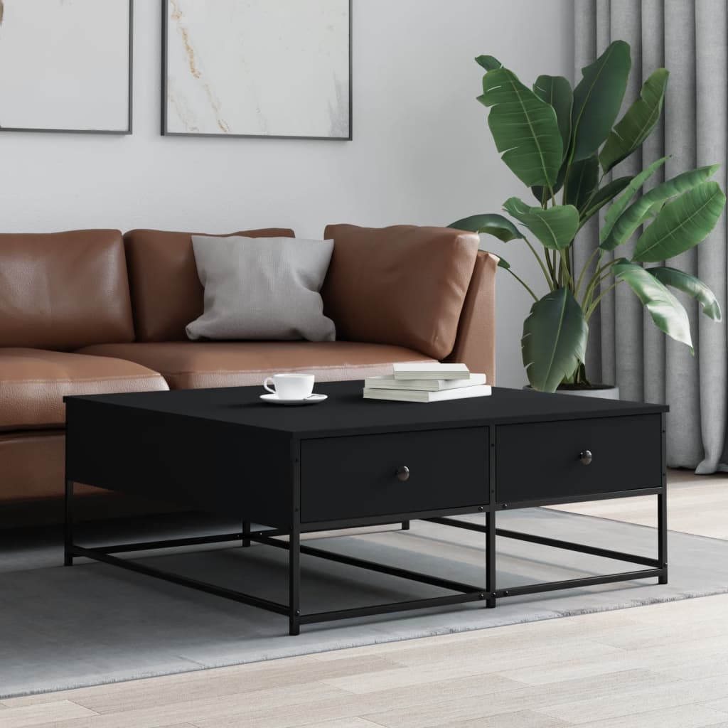vidaXL Stolik kawowy, czarny, 100x99x40 cm, materiał drewnopochodny