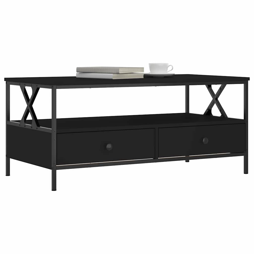 vidaXL Stolik kawowy, czarny 100x51x45 cm, materiał drewnopochodny