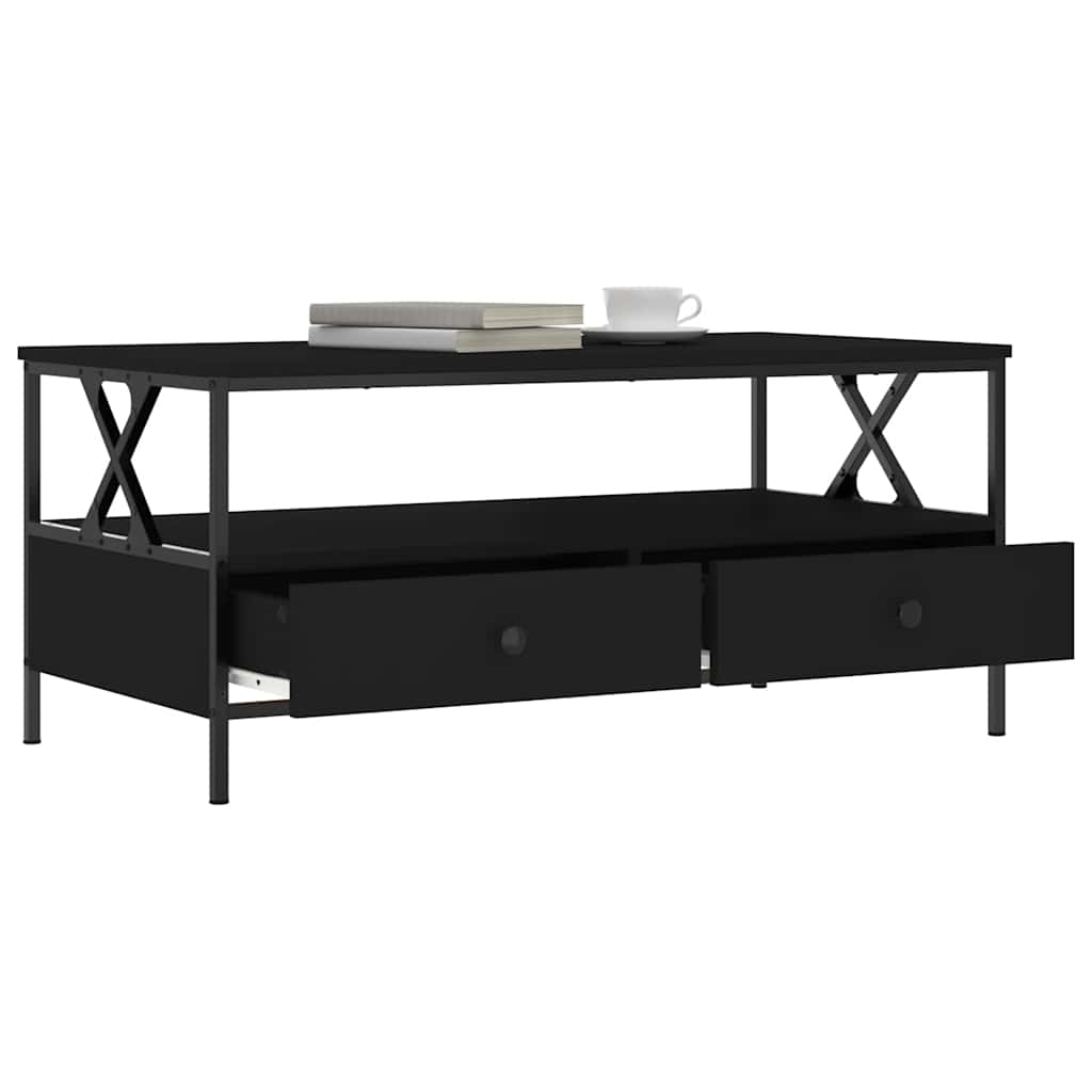 vidaXL Stolik kawowy, czarny 100x51x45 cm, materiał drewnopochodny