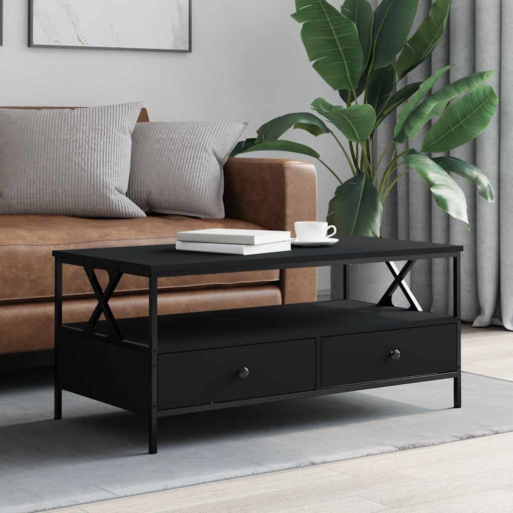 vidaXL Stolik kawowy, czarny 100x51x45 cm, materiał drewnopochodny