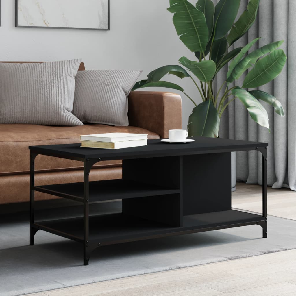 vidaXL Stolik kawowy, czarny 100x50x45 cm, materiał drewnopochodny
