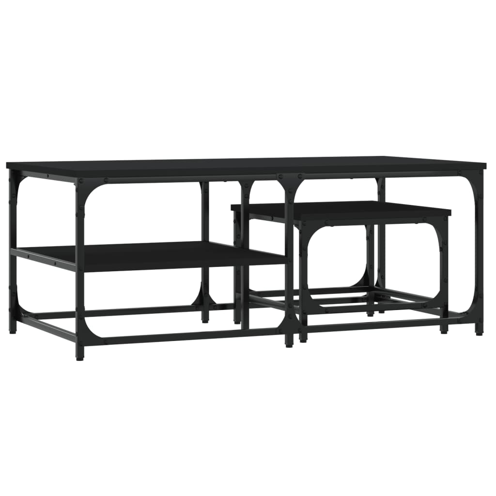 vidaXL Stoliki kawowe, wsuwane pod siebie, 2 szt., czarne