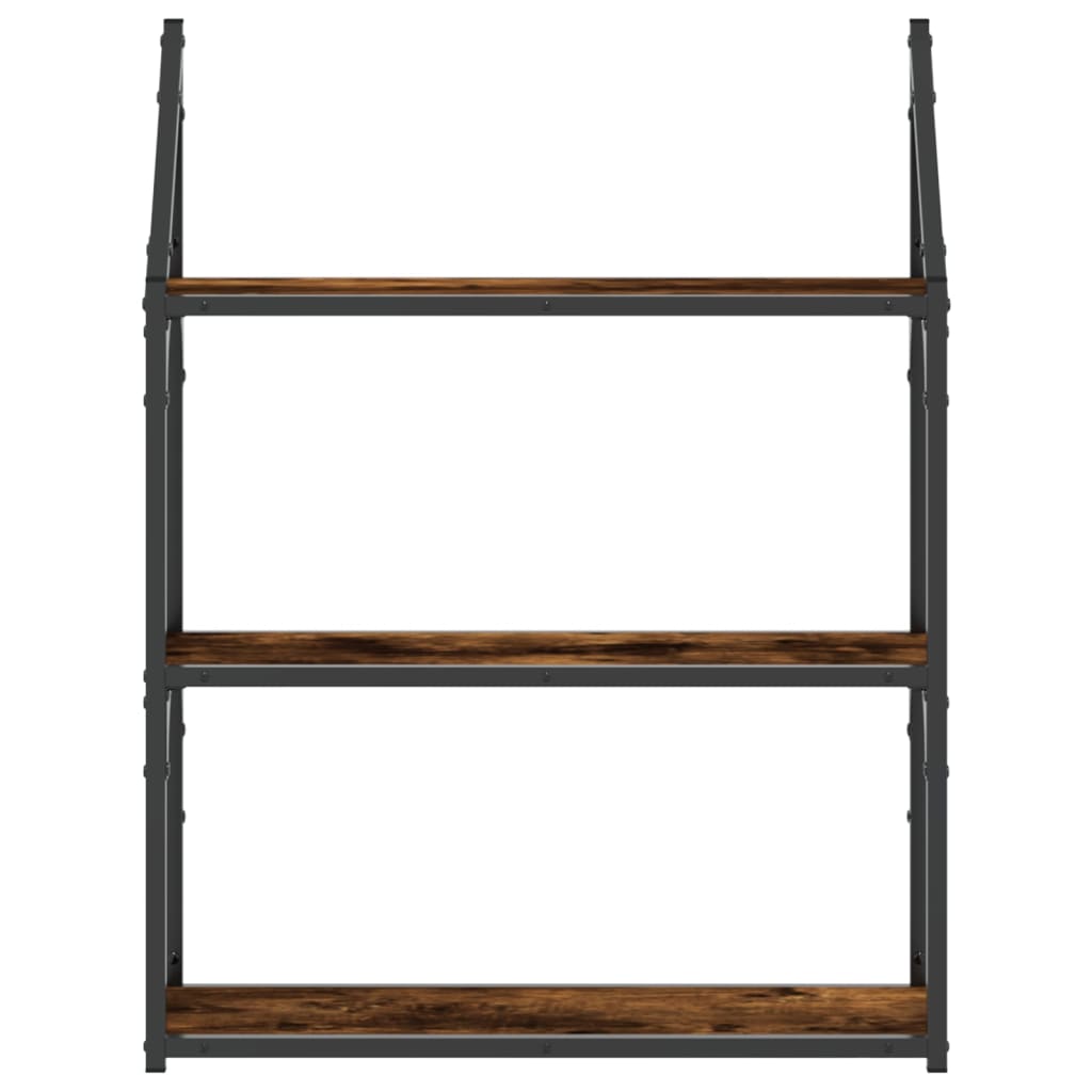 vidaXL Regał ścienny z 3 półkami, przydymiony dąb, 60x21x78,5 cm