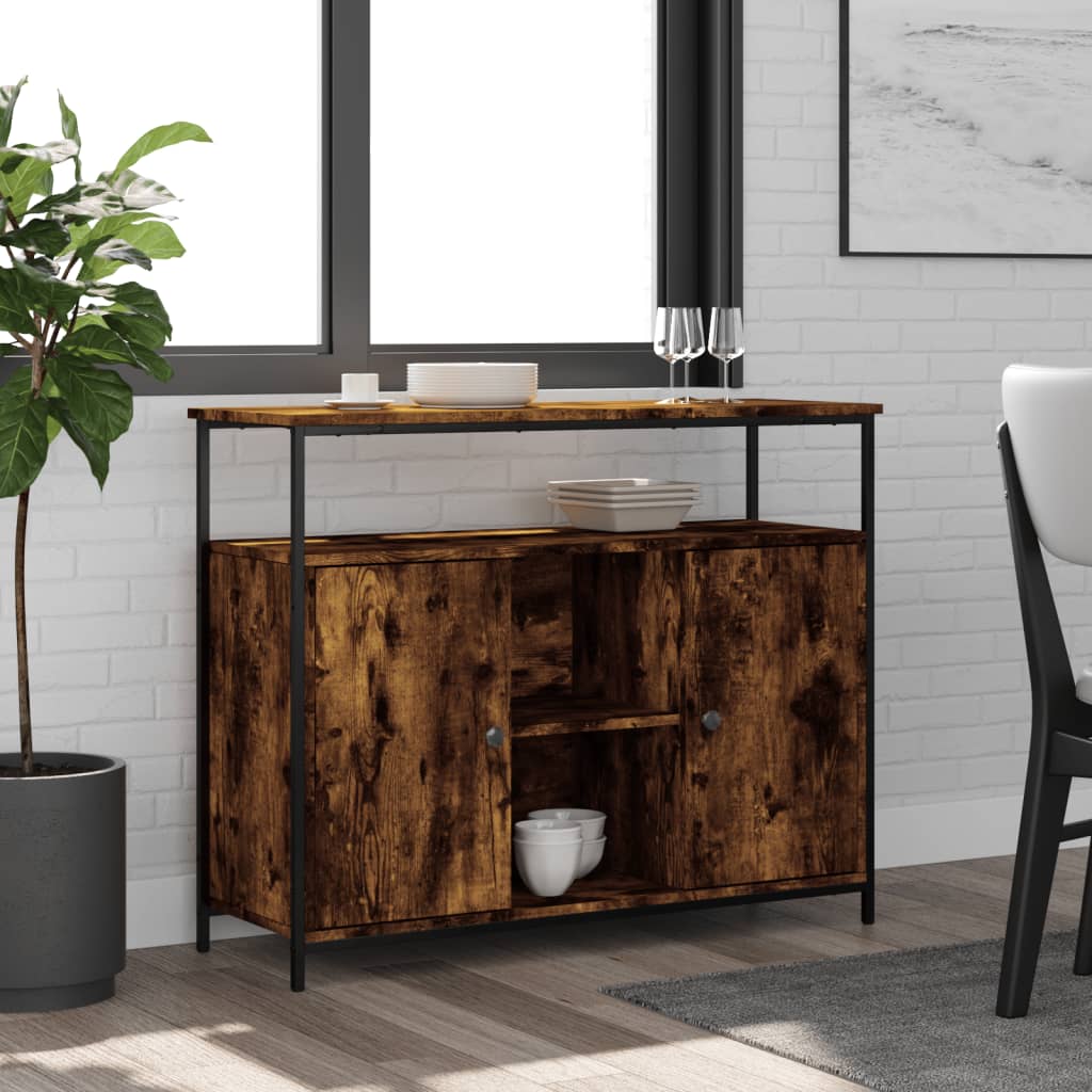 vidaXL Szafka, przydymiony dąb, 100x35x80 cm, materiał drewnopochodny