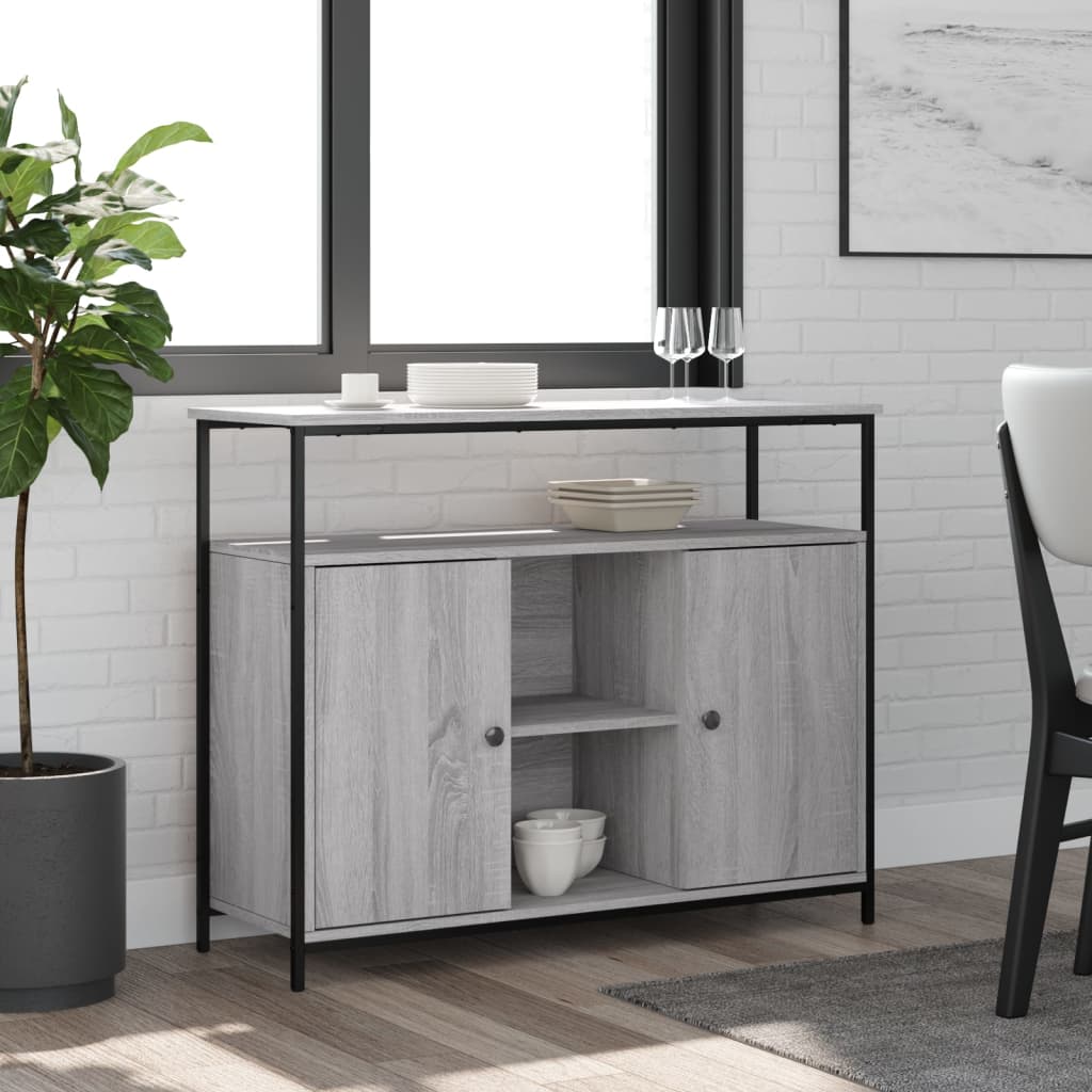 vidaXL Szafka, szary dąb sonoma, 100x35x80 cm, materiał drewnopochodny