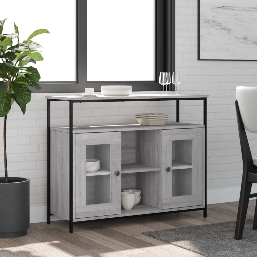 vidaXL Szafka, szary dąb sonoma, 100x35x80 cm, materiał drewnopochodny
