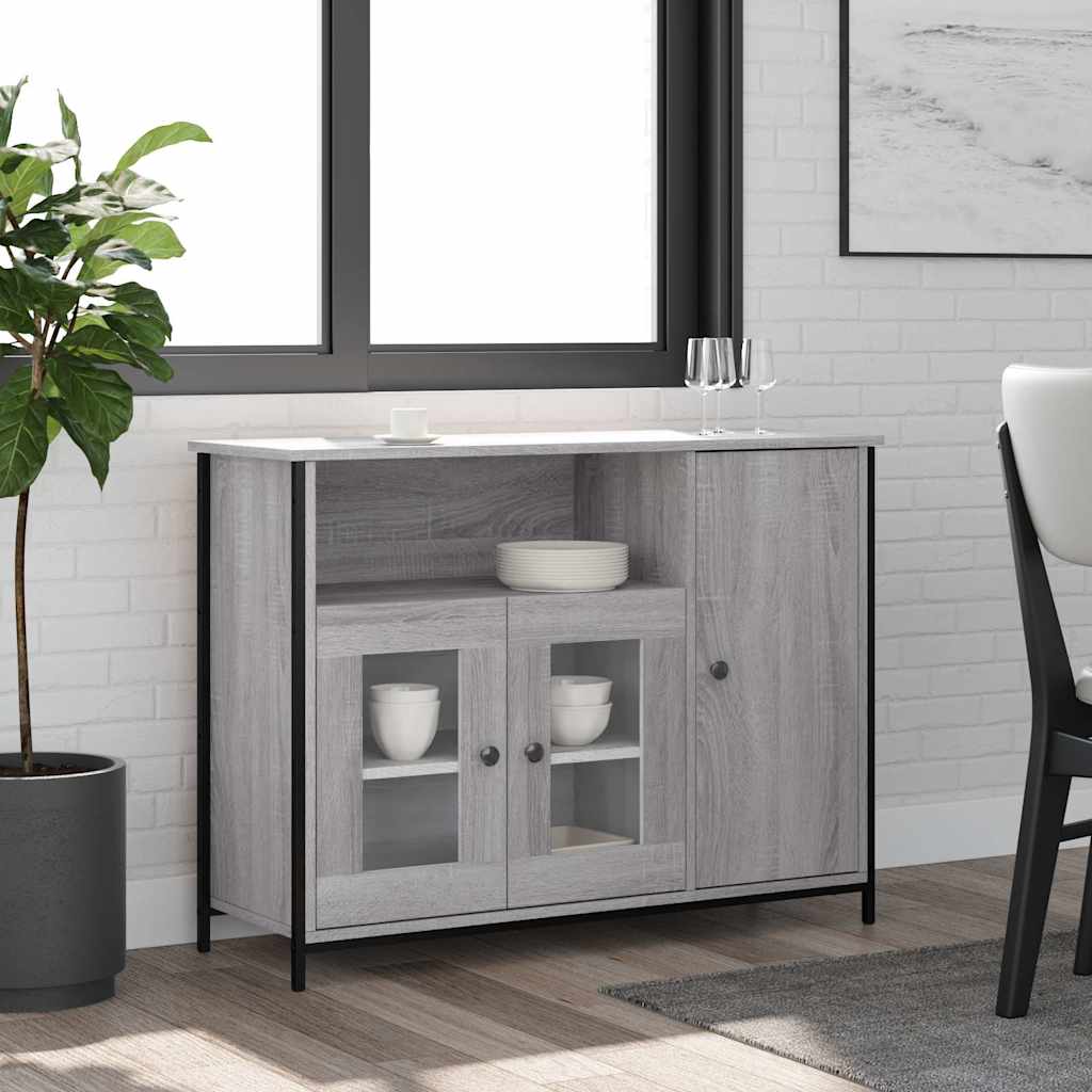 vidaXL Szafka, szary dąb sonoma, 100x35x75 cm, materiał drewnopochodny