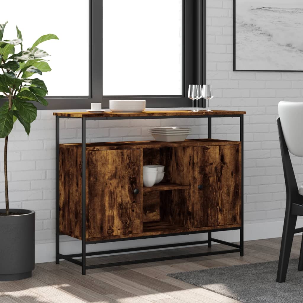 vidaXL Komoda, przydymiony dąb, 100x35x80 cm, materiał drewnopochodny