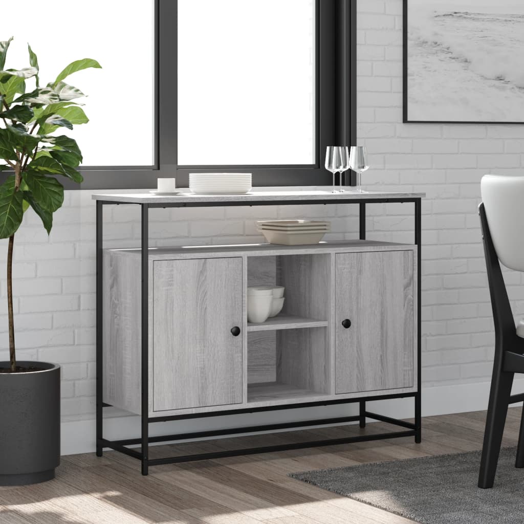 vidaXL Komoda, szary dąb sonoma, 100x35x80 cm, materiał drewnopochodny