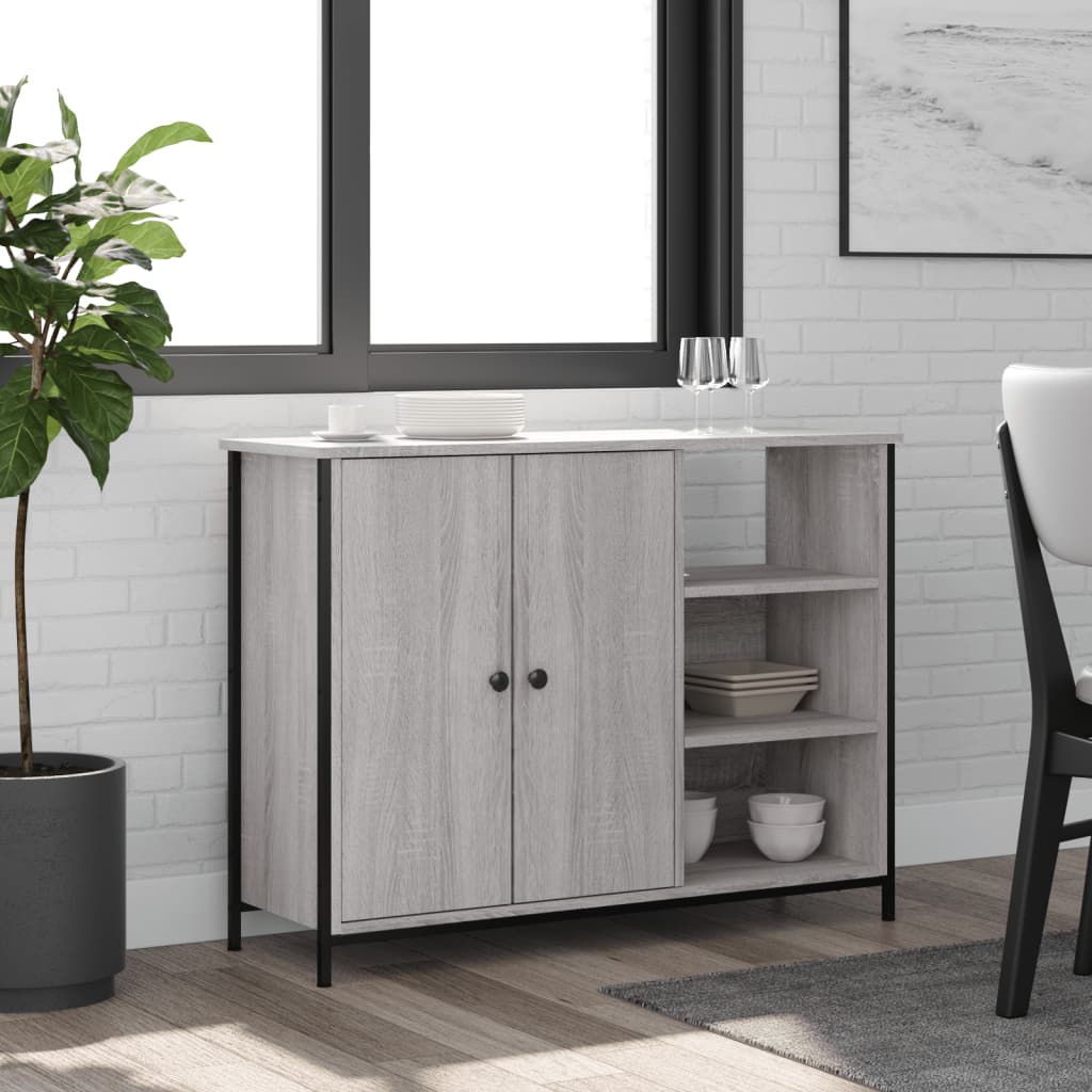 vidaXL Szafka, szary dąb sonoma, 100x33x75 cm, materiał drewnopochodny