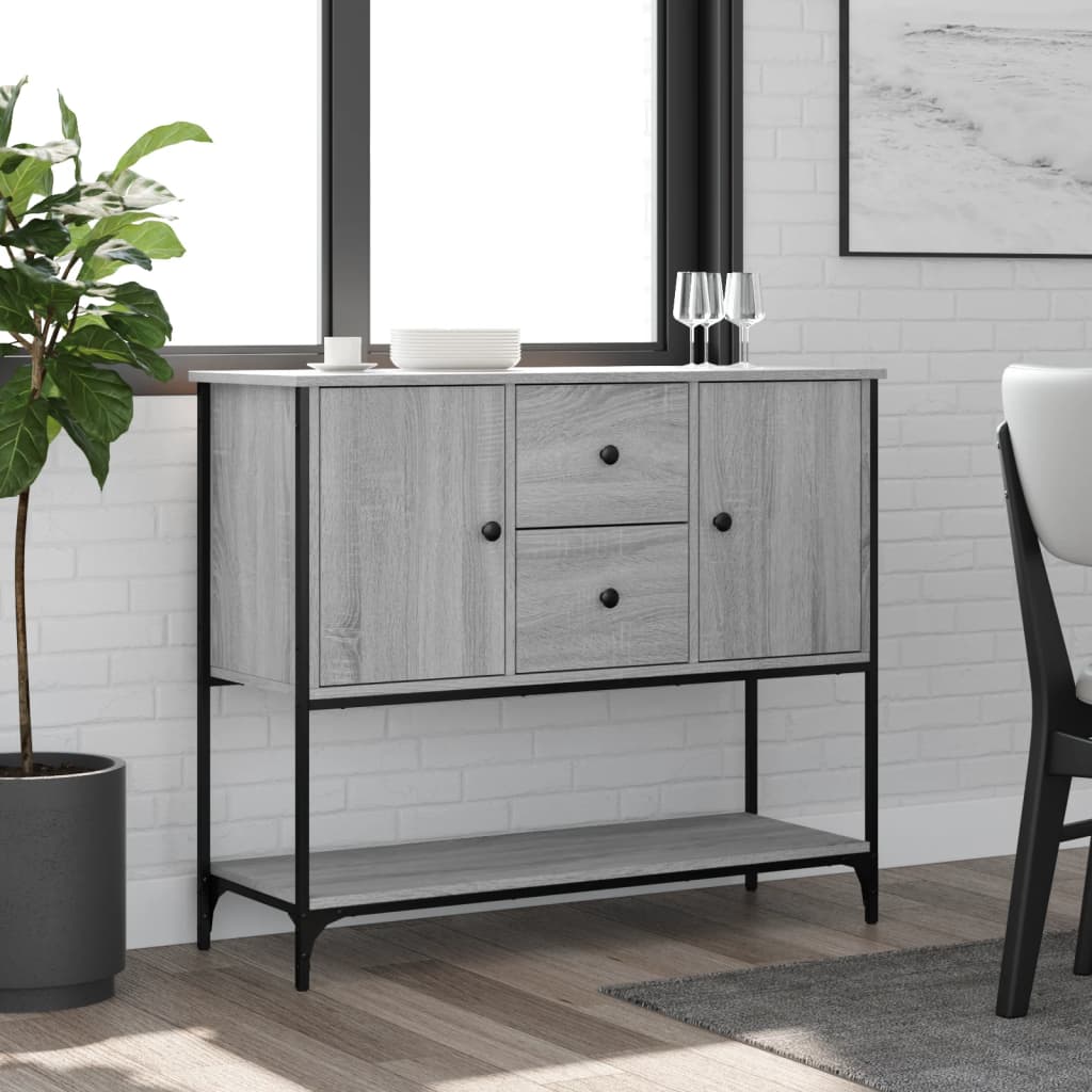 vidaXL Komoda, szary dąb sonoma, 100x36x85 cm, materiał drewnopochodny