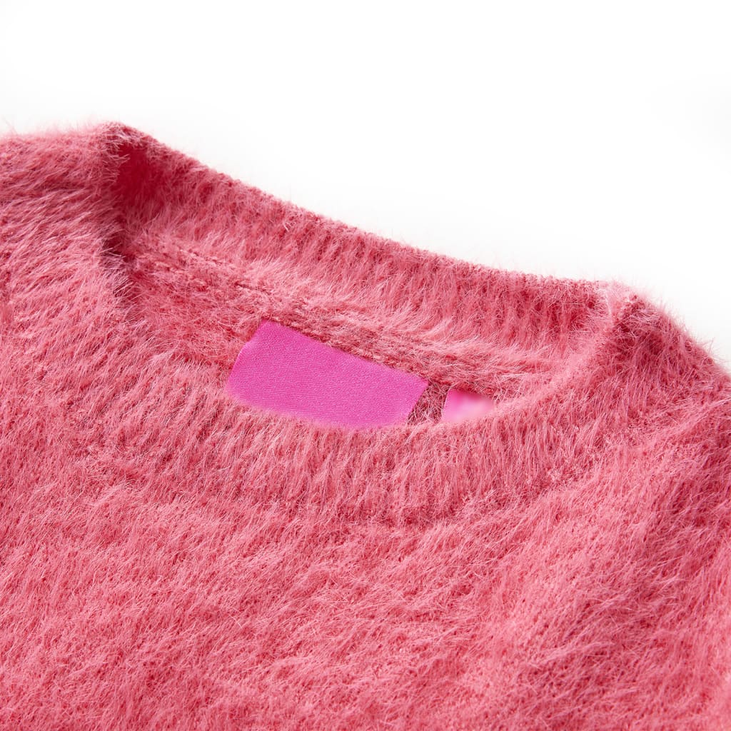 Sweter dziecięcy z dzianiny, brudny róż, 128
