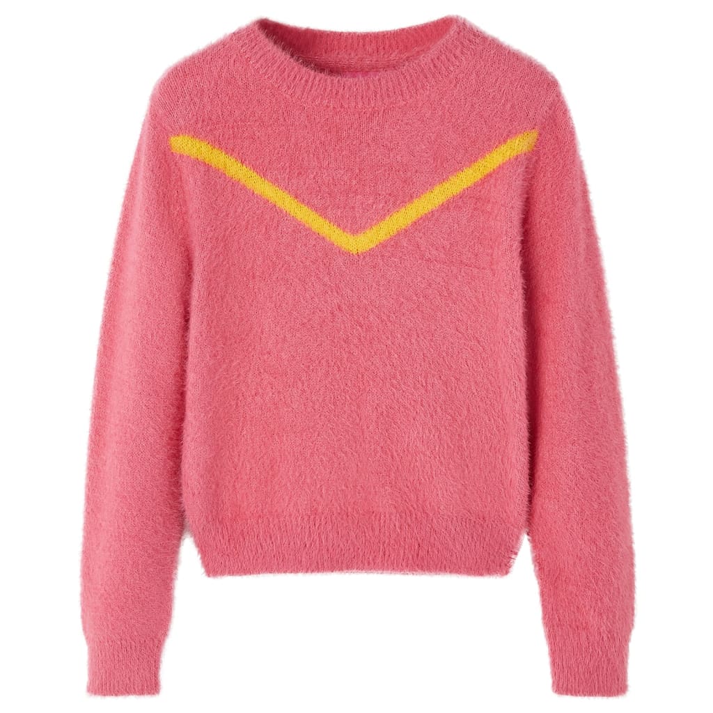 Sweter dziecięcy z dzianiny, brudny róż, 140