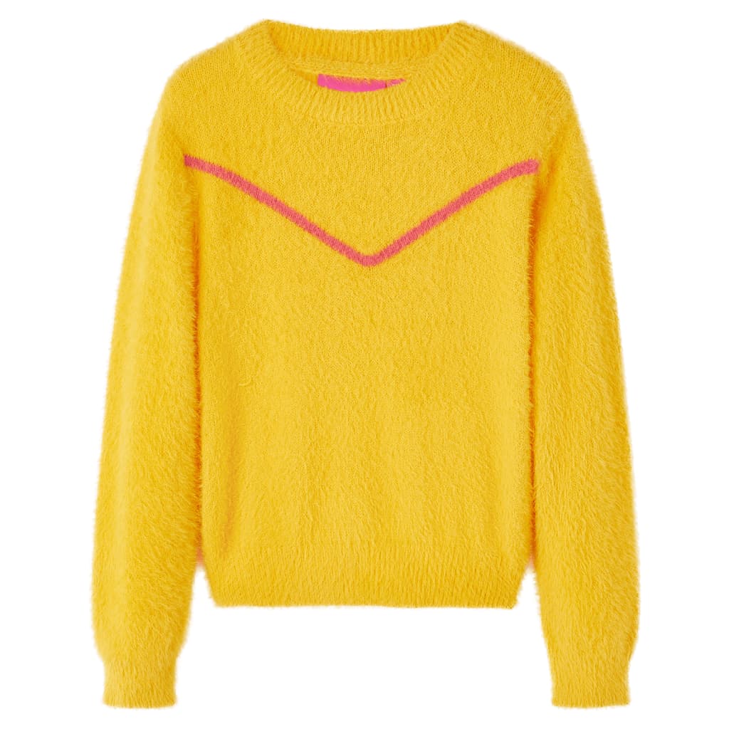 Sweter dziecięcy z dzianiny, ciemna ochra, 104