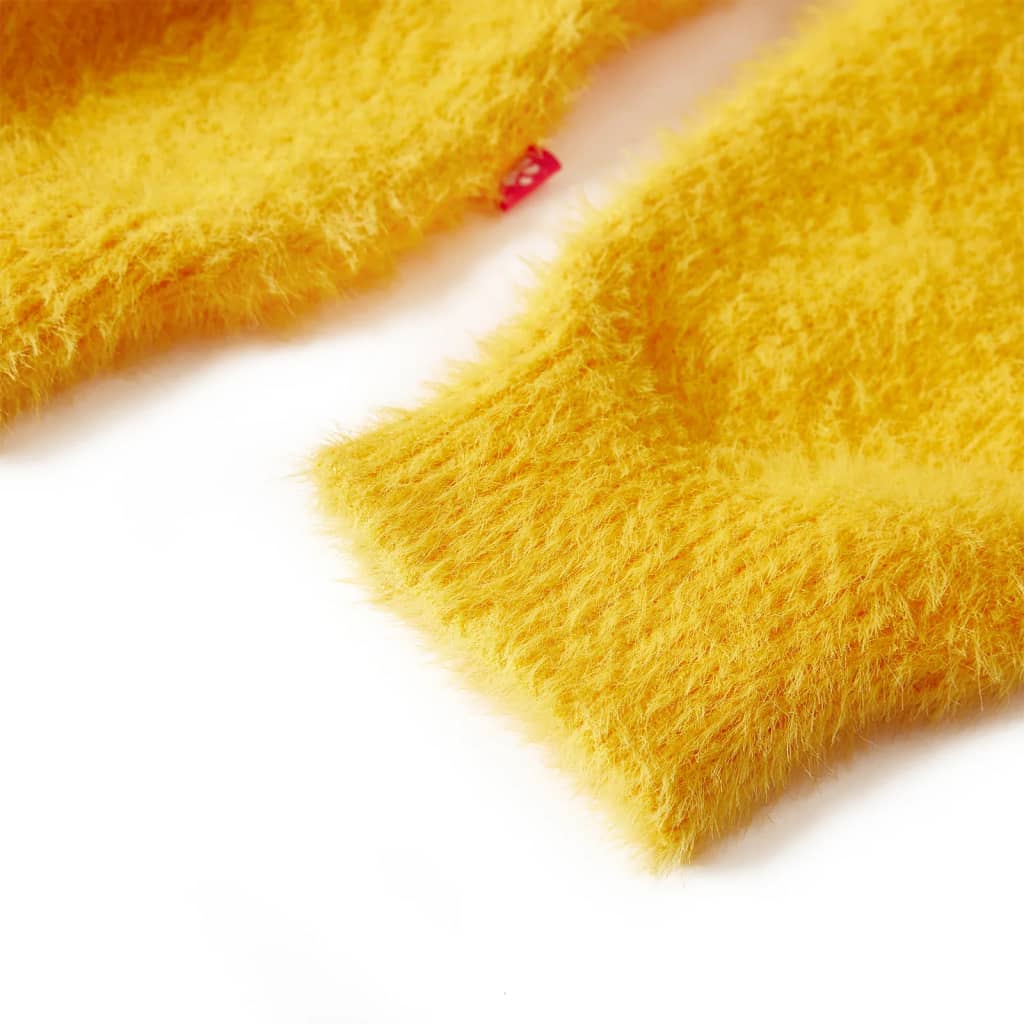 Sweter dziecięcy z dzianiny, ciemna ochra, 104