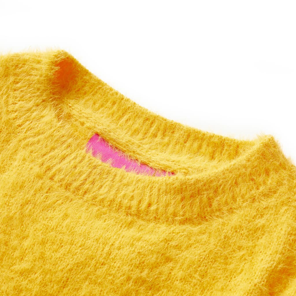 Sweter dziecięcy z dzianiny, ciemna ochra, 140