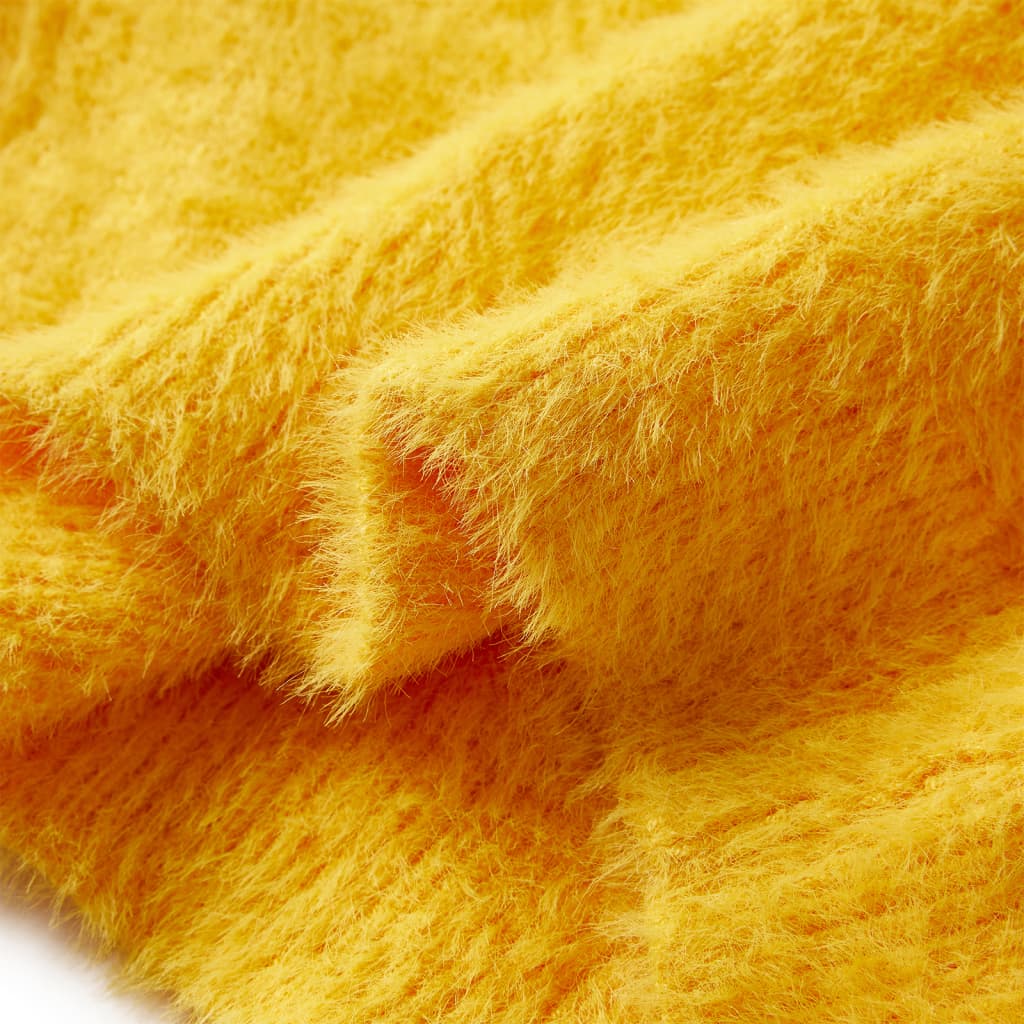 Sweter dziecięcy z dzianiny, ciemna ochra, 140