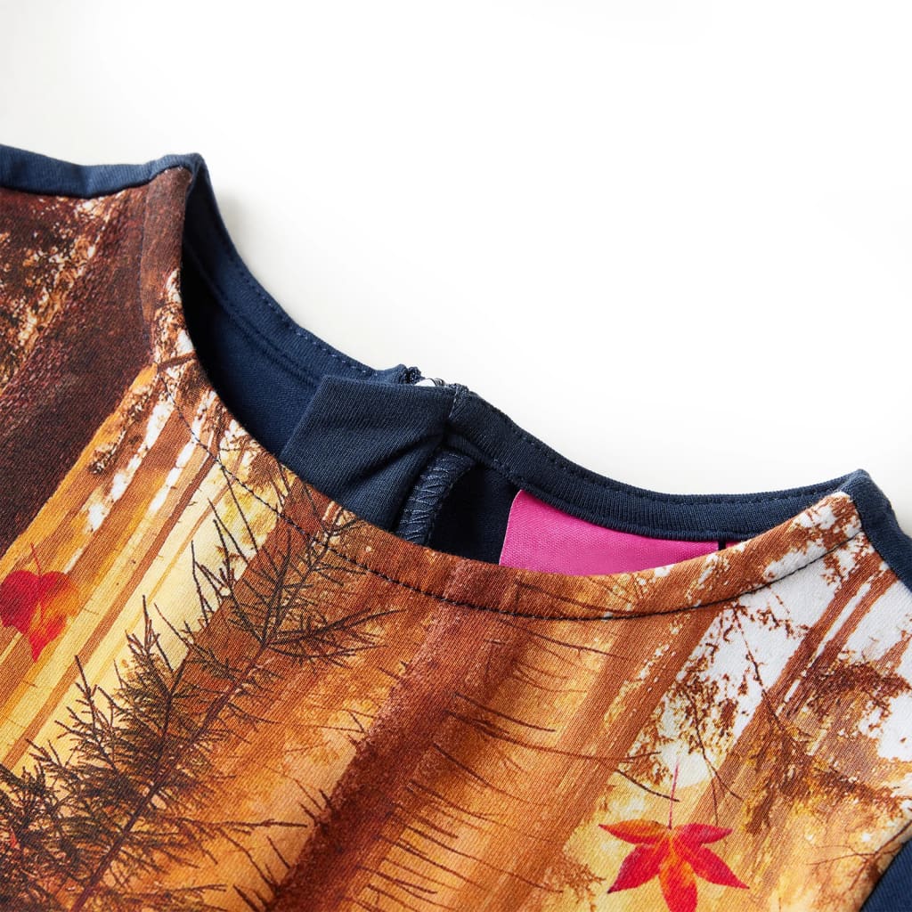 Sukienka dziecięca z długimi rękawami, granatowa, 140