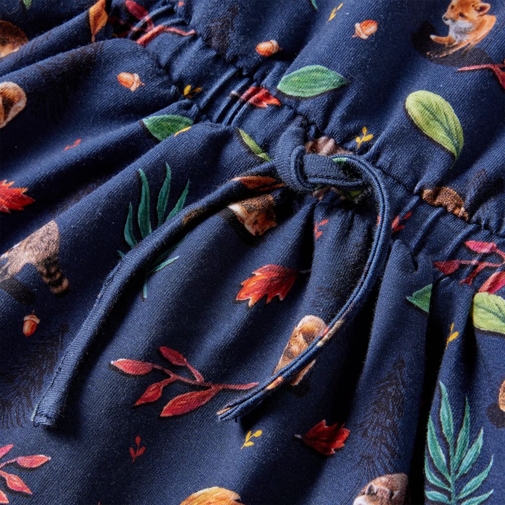 Sukienka dziecięca z długimi rękawami, granatowa, 140