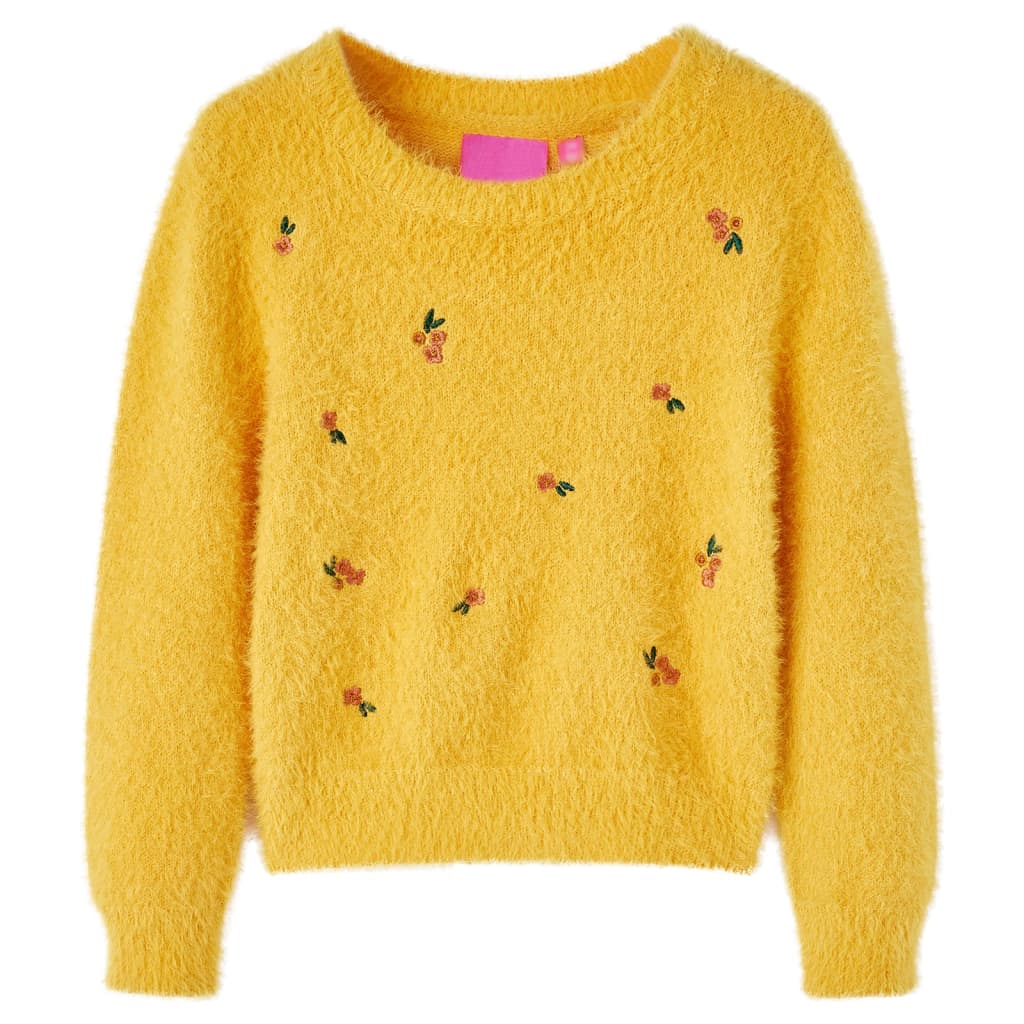 Sweter dziecięcy z dzianiny, ochra, 104