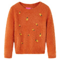 Sweter dziecięcy z dzianiny, palony pomarańcz, 116
