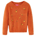 Sweter dziecięcy z dzianiny, palony pomarańcz, 140