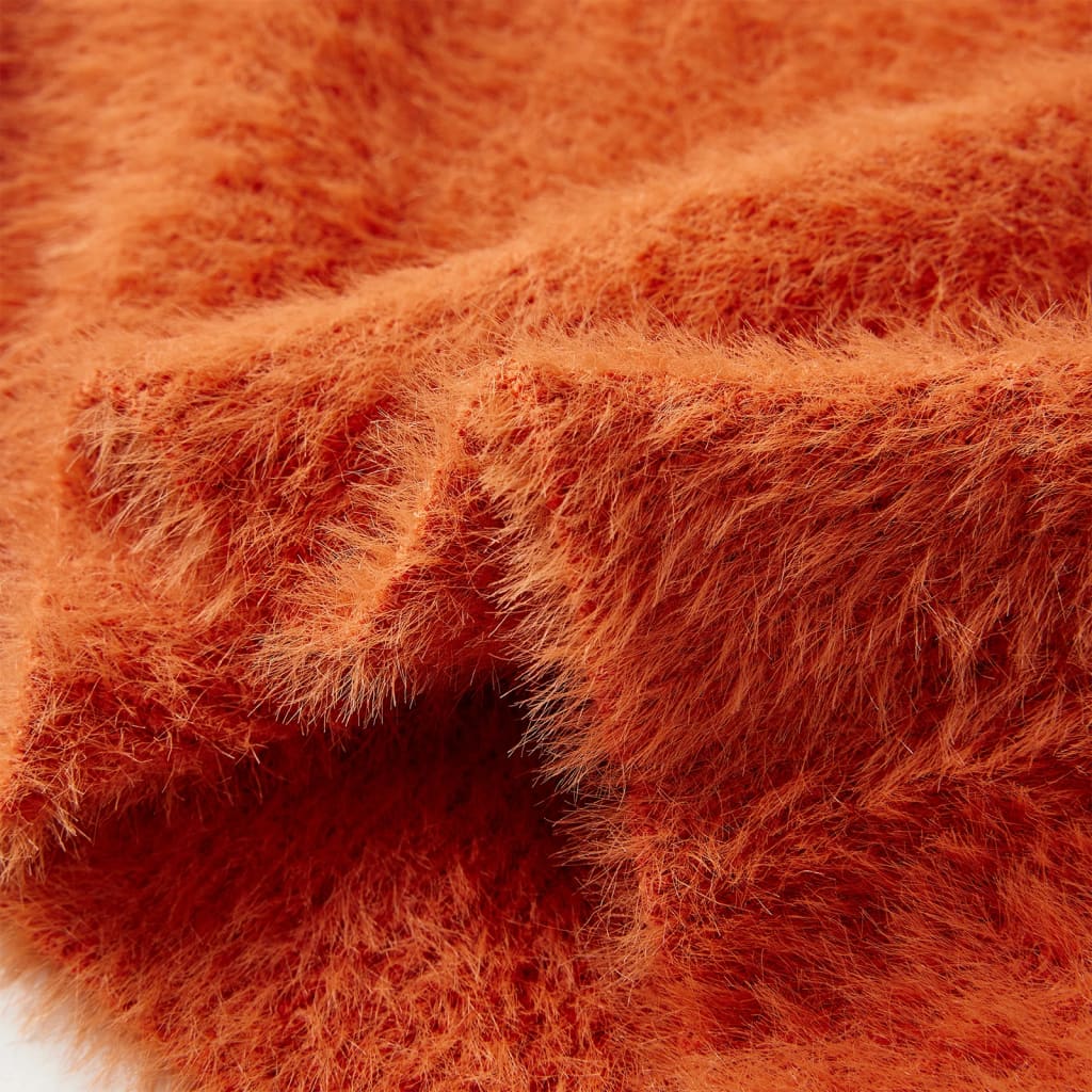 Sweter dziecięcy z dzianiny, palony pomarańcz, 140