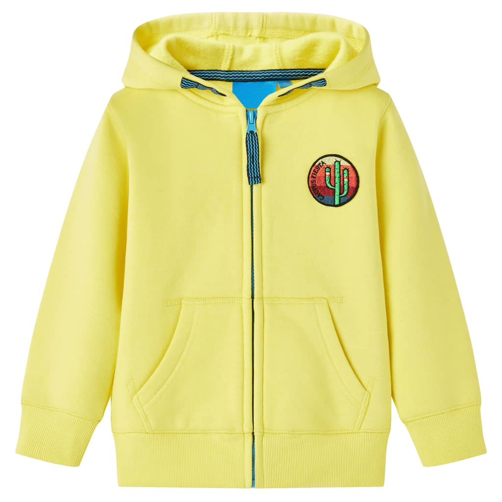 Bluza dziecięca z kapturem i zapięciem na zamek, jasnożółta, 104