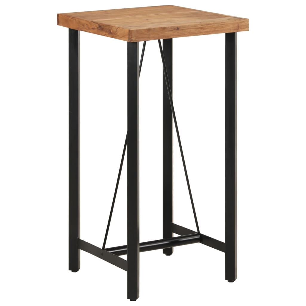 vidaXL Stolik barowy, 55x55x107 cm, lite drewno akacjowe i żelazo