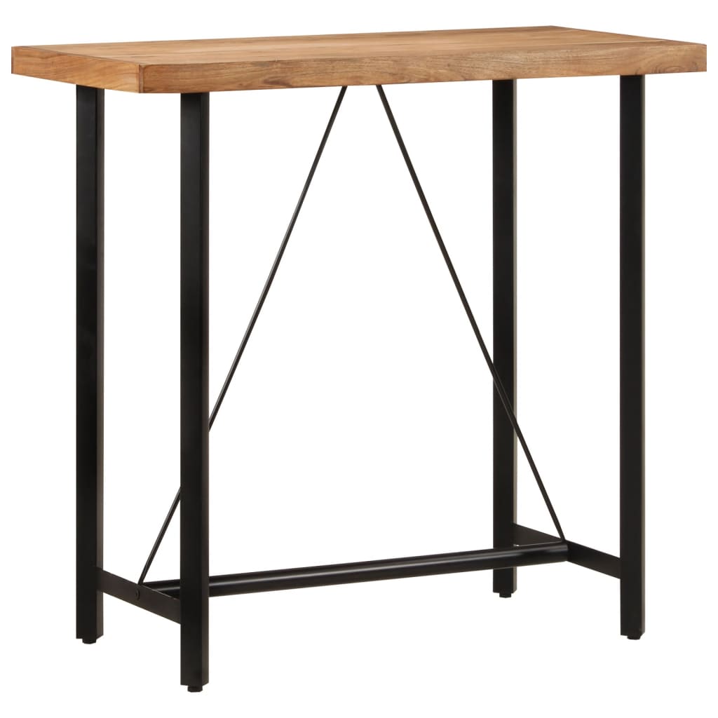 vidaXL Stolik barowy, 110x55x107 cm, lite drewno akacjowe i żelazo