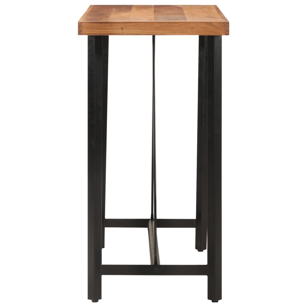 vidaXL Stolik barowy, 110x55x107 cm, lite drewno akacjowe i żelazo