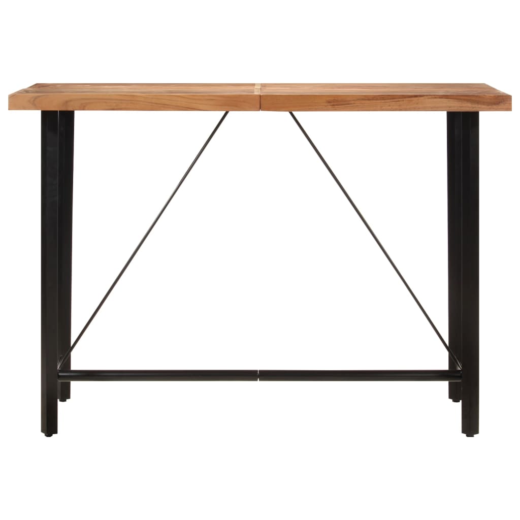 vidaXL Stolik barowy, 150x70x107 cm, lite drewno akacjowe i żelazo