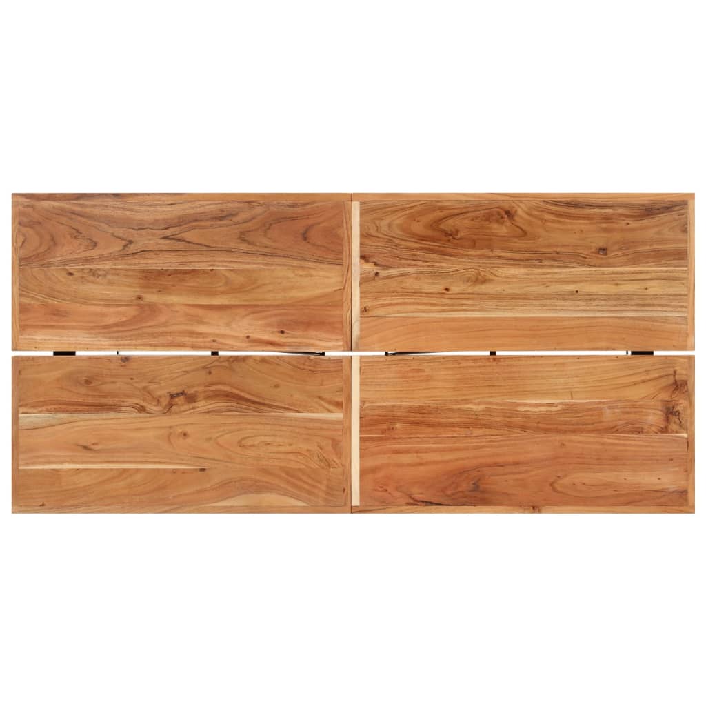 vidaXL Stolik barowy, 150x70x107 cm, lite drewno akacjowe i żelazo