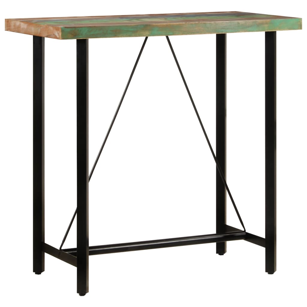 vidaXL Stolik barowy, 110x55x107 cm, lite drewno z odzysku i żelazo