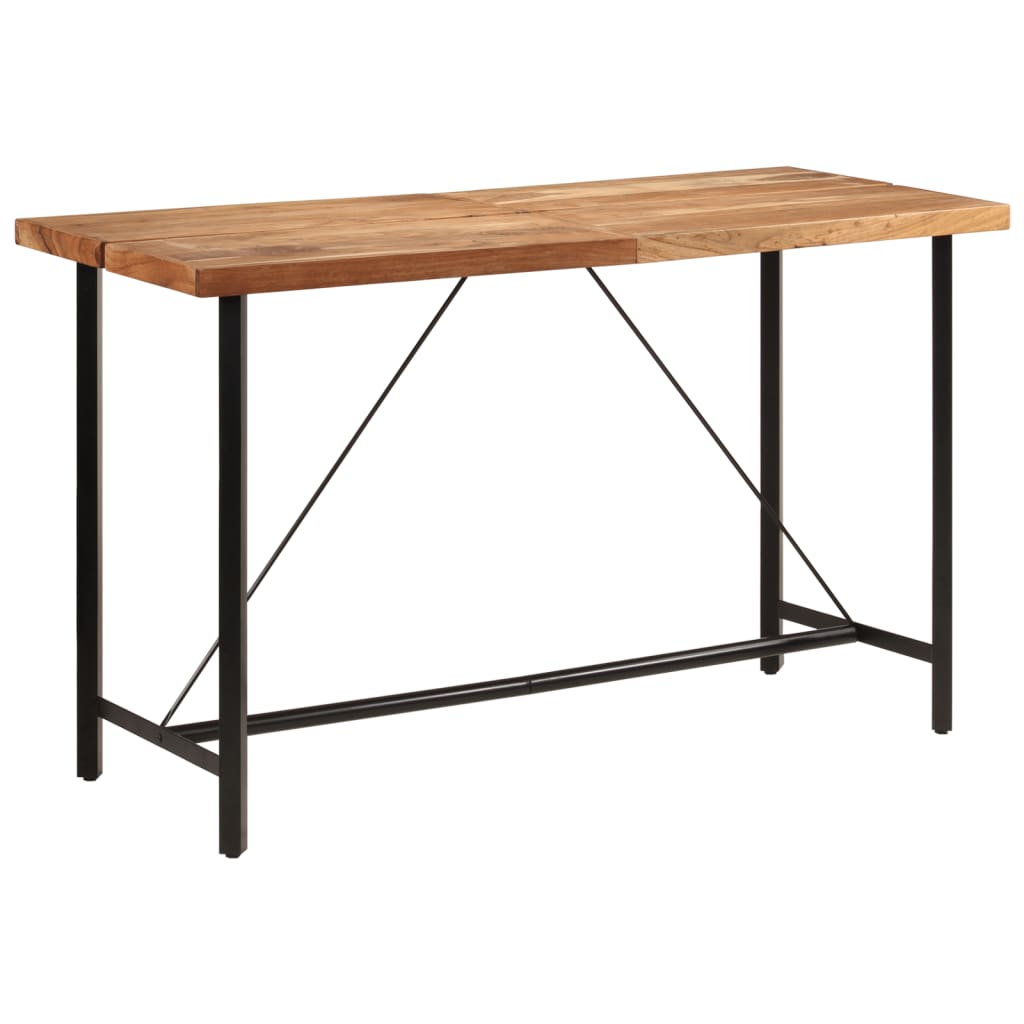 vidaXL Stolik barowy, 180x70x107 cm, lite drewno akacjowe i żelazo