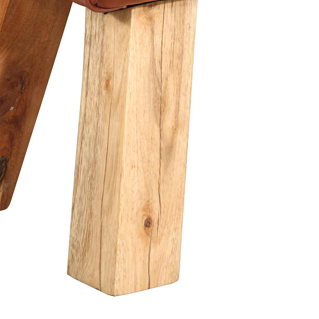 vidaXL Ławeczka gimnastyczna, brązowa, 110 cm, skóra naturalna