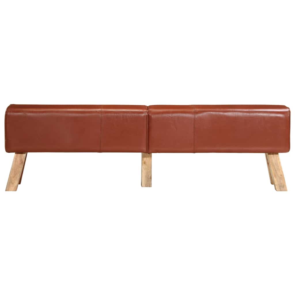 vidaXL Ławeczka gimnastyczna, brązowa, 160 cm, skóra naturalna