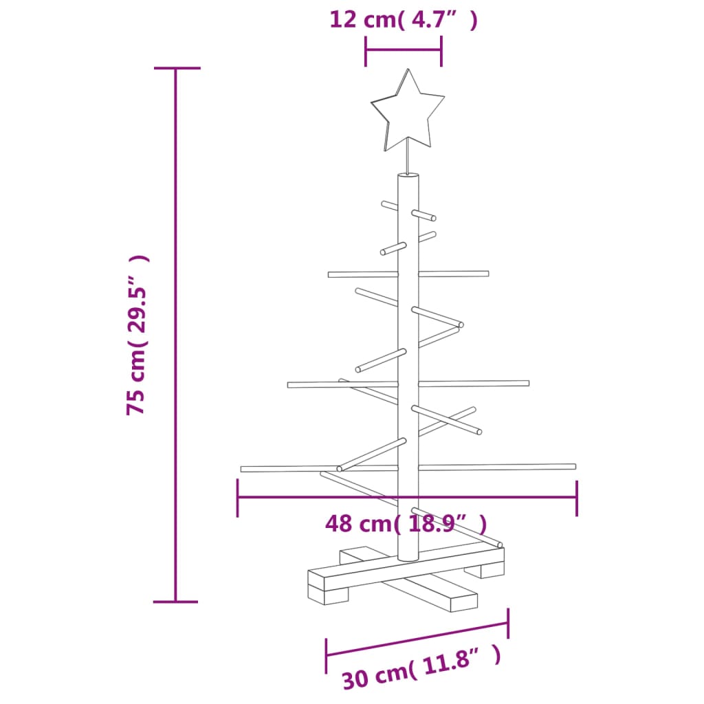 vidaXL Drewniana choinka do udekorowania, 75 cm, lite drewno sosnowe