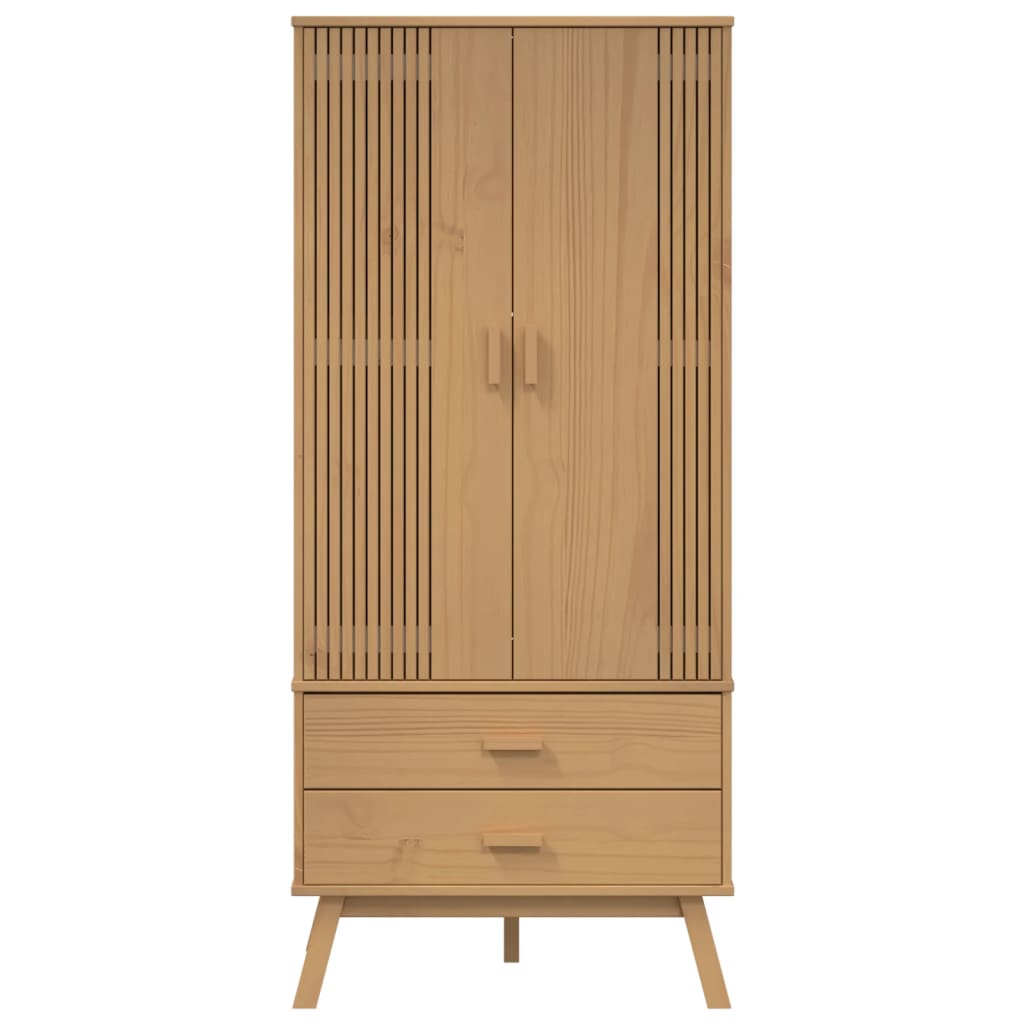 vidaXL Szafa OLDEN, brązowa, 76,5x53x172 cm, lite drewno sosnowe