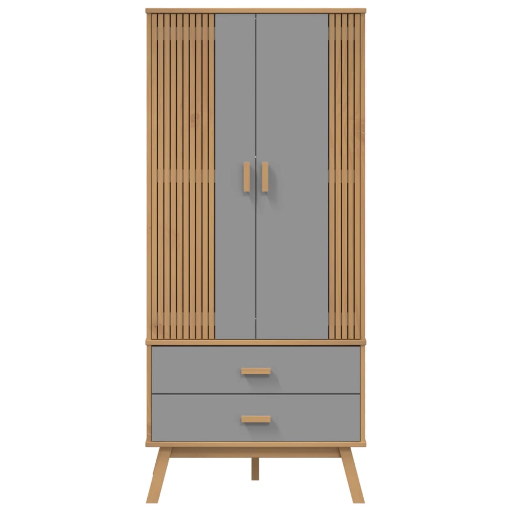 vidaXL Szafa OLDEN, szaro-brązowa, 76,5x53x172 cm, lite drewno sosnowe