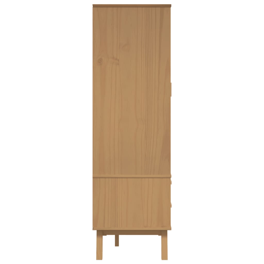 vidaXL Szafa OLDEN, biało-brązowa, 76,5x53x172 cm, lite drewno sosnowe