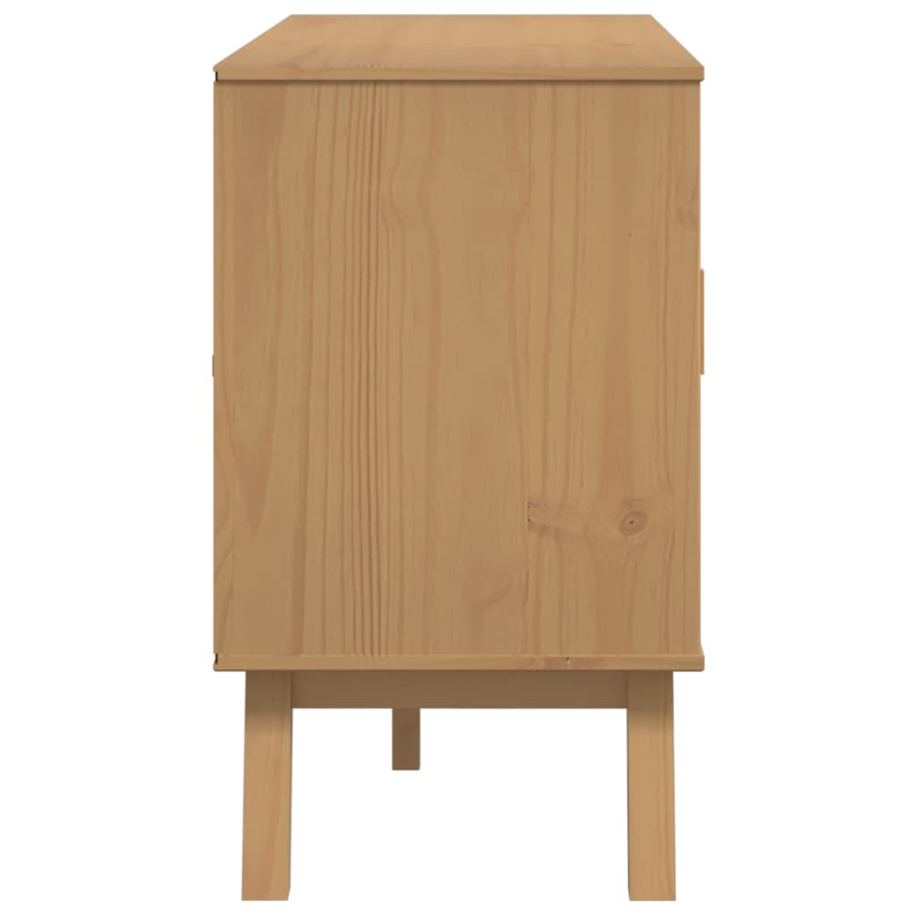 vidaXL Komoda OLDEN, biało-brązowa, 114x43x73,5cm, lite drewno sosnowe