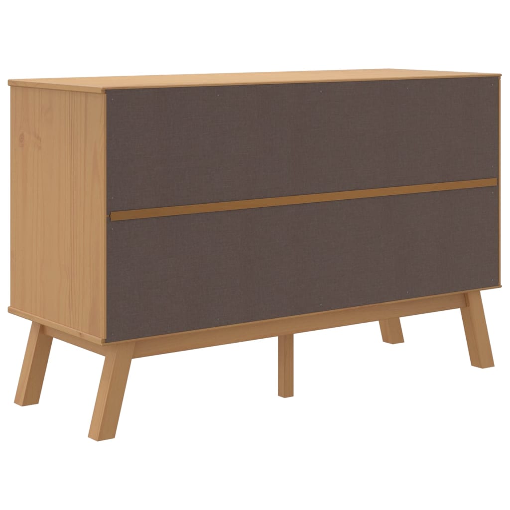 vidaXL Komoda OLDEN, biało-brązowa, 114x43x73,5cm, lite drewno sosnowe